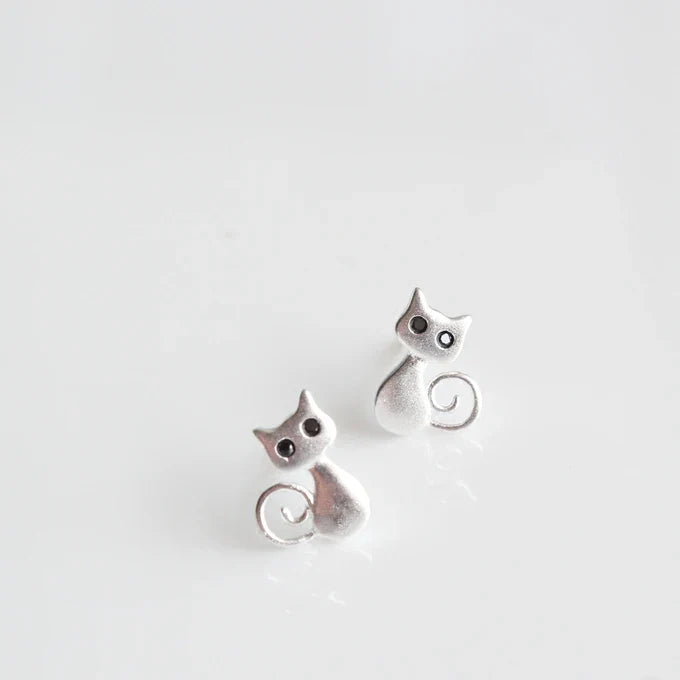 Silver Katt Stud Örhängen