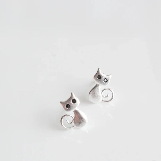 Silver Katt Stud Örhängen