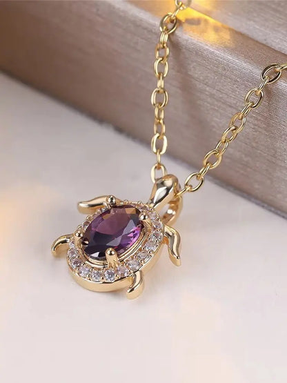 Purple Kristall Sköldpadda Hänge Halsband