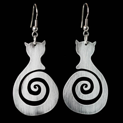 Vintage Katt Spiral Dangle Örhängen