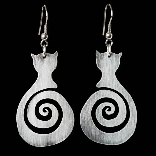 Vintage Katt Spiral Dangle Örhängen