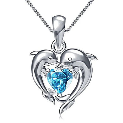 Delfin Love Blue Hjärta Halsband
