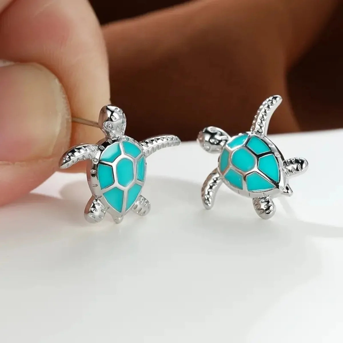 Havs Sköldpadda Stud Örhängen Ocean Inspired