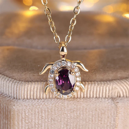 Purple Kristall Sköldpadda Hänge Halsband