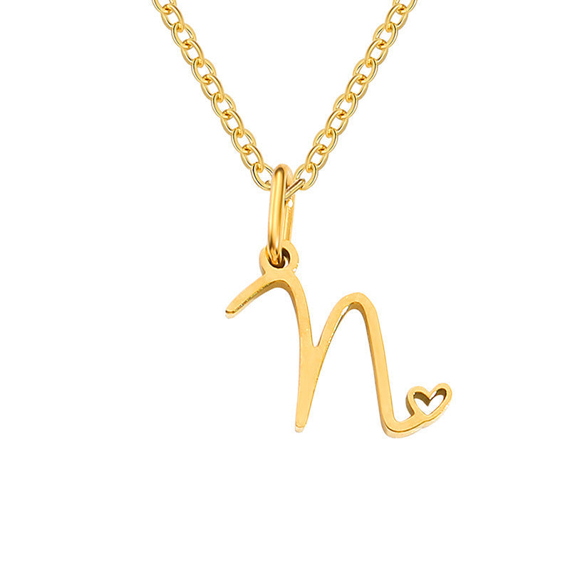 Hjärta Initial halsband | Guld