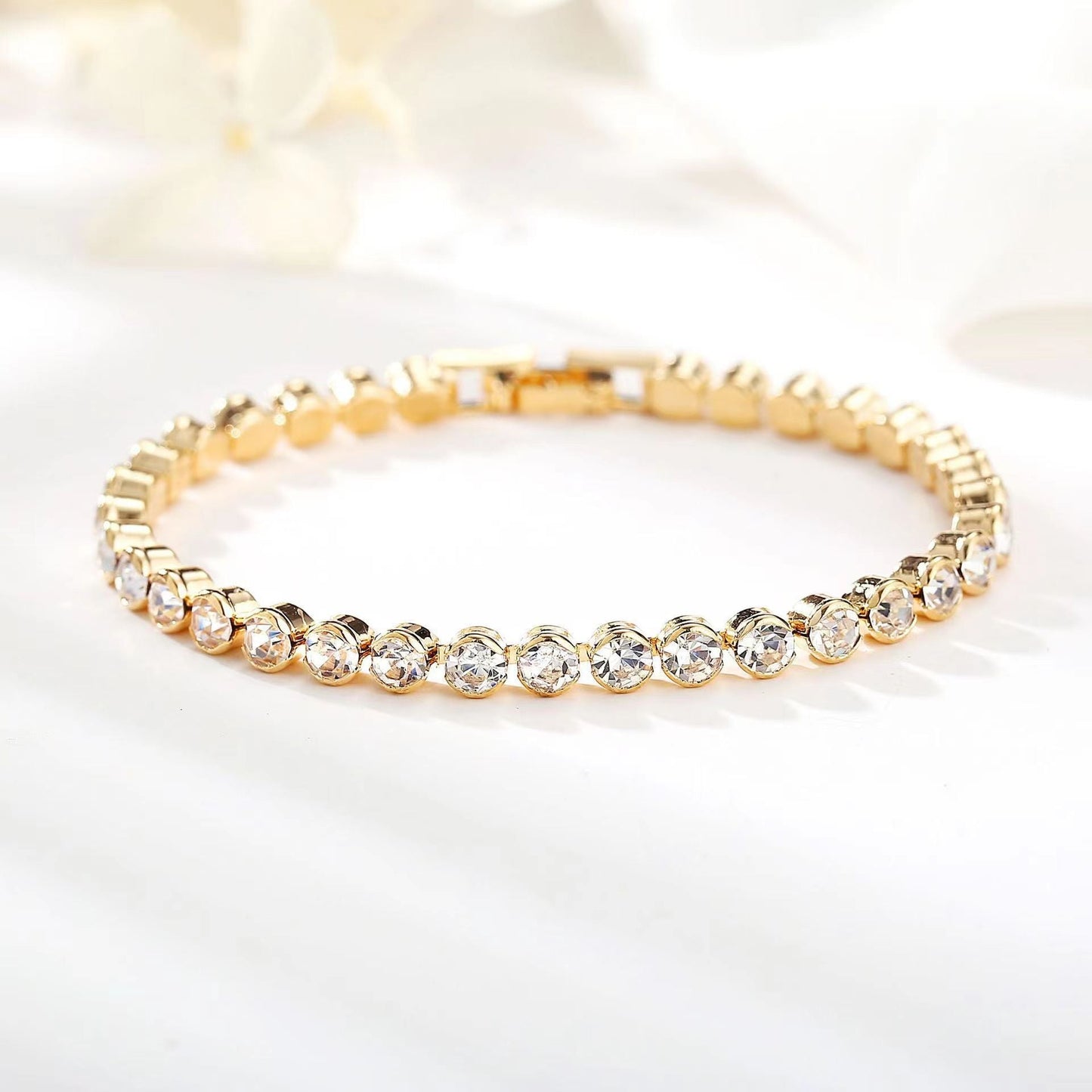 Round Cut Tennis armband | Guld