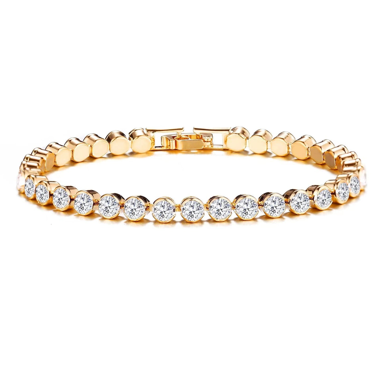 Round Cut Tennis armband | Guld