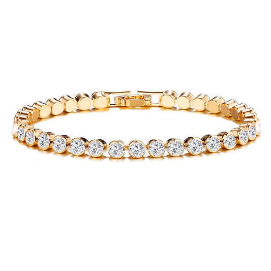 Round Cut Tennis armband | Guld