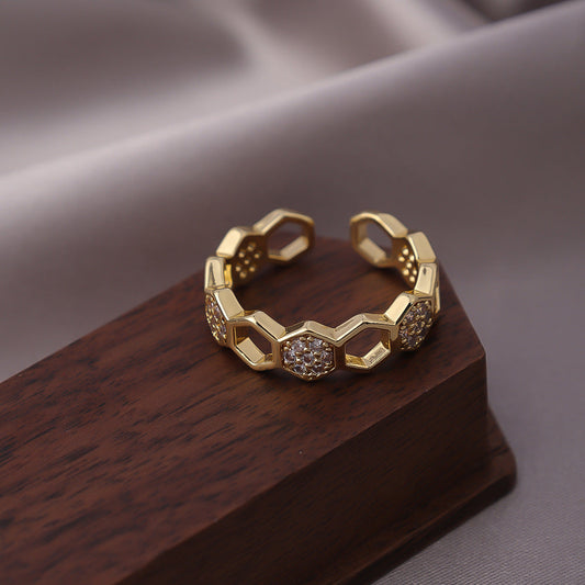 Kristall Honeycomb Ring | Guld