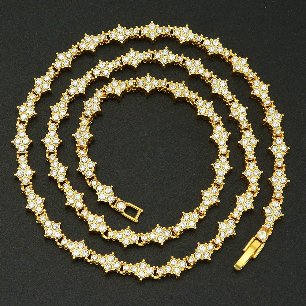 Klassisk Cluster Tennis halsband | Guld
