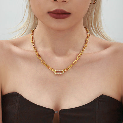Paved Kraftig Kedja Link Smycken Set | Guld
