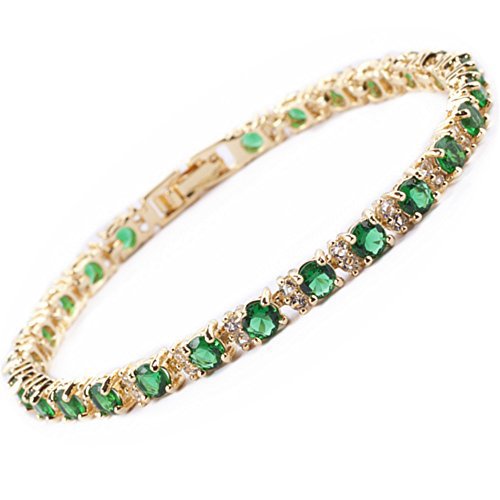 Smaragd Trio Tennis armband | Guld