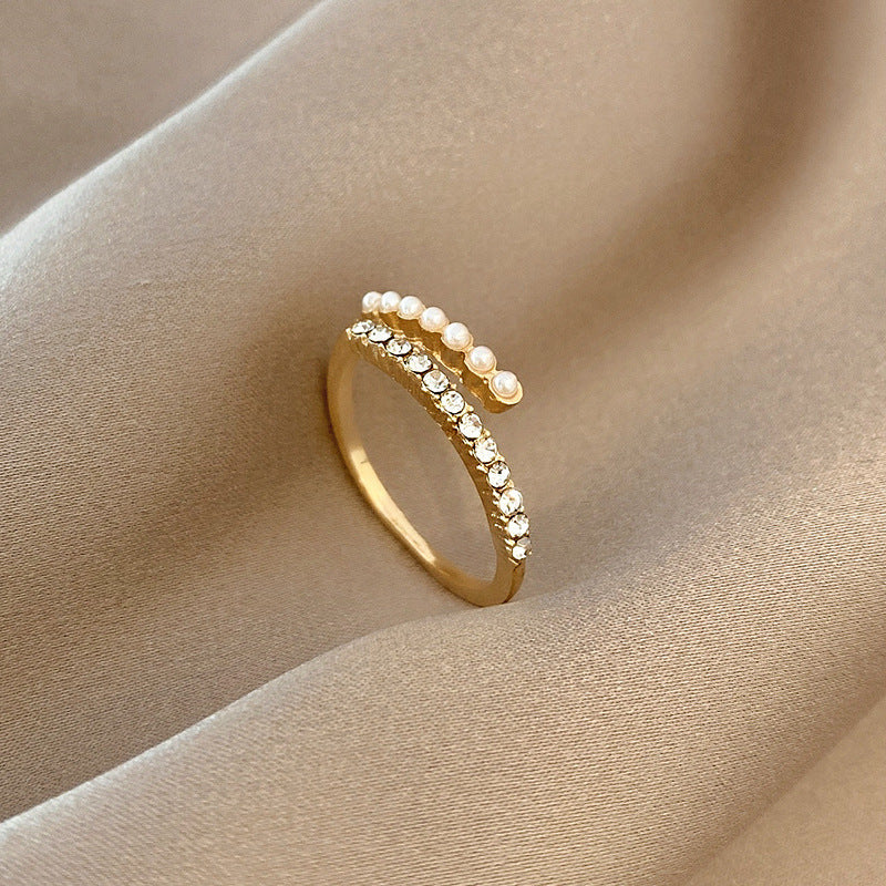 Virelle Pärla Kristall Öppen Ring | Guld