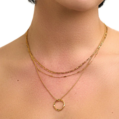 Öppen Circle Tre Row halsband | Guld