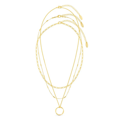 Öppen Circle Tre Row halsband | Guld