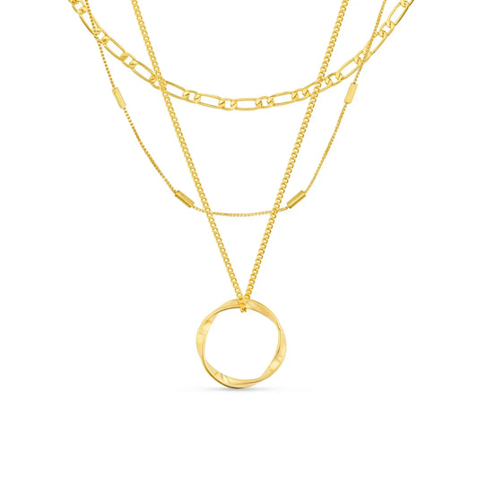Öppen Circle Tre Row halsband | Guld