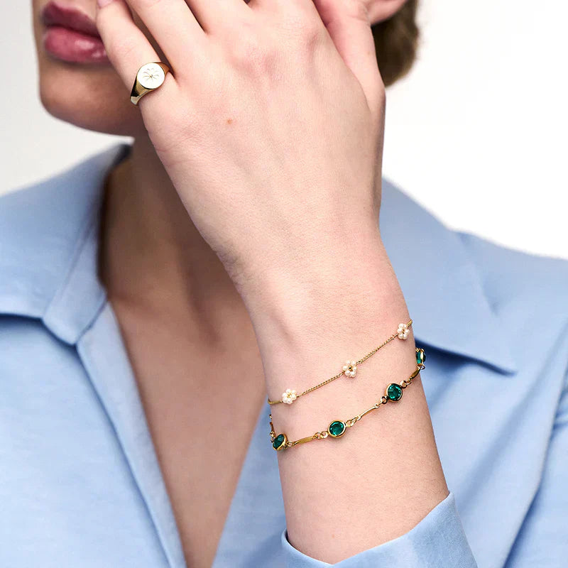 Smaragd Link kedjearmband | Guld