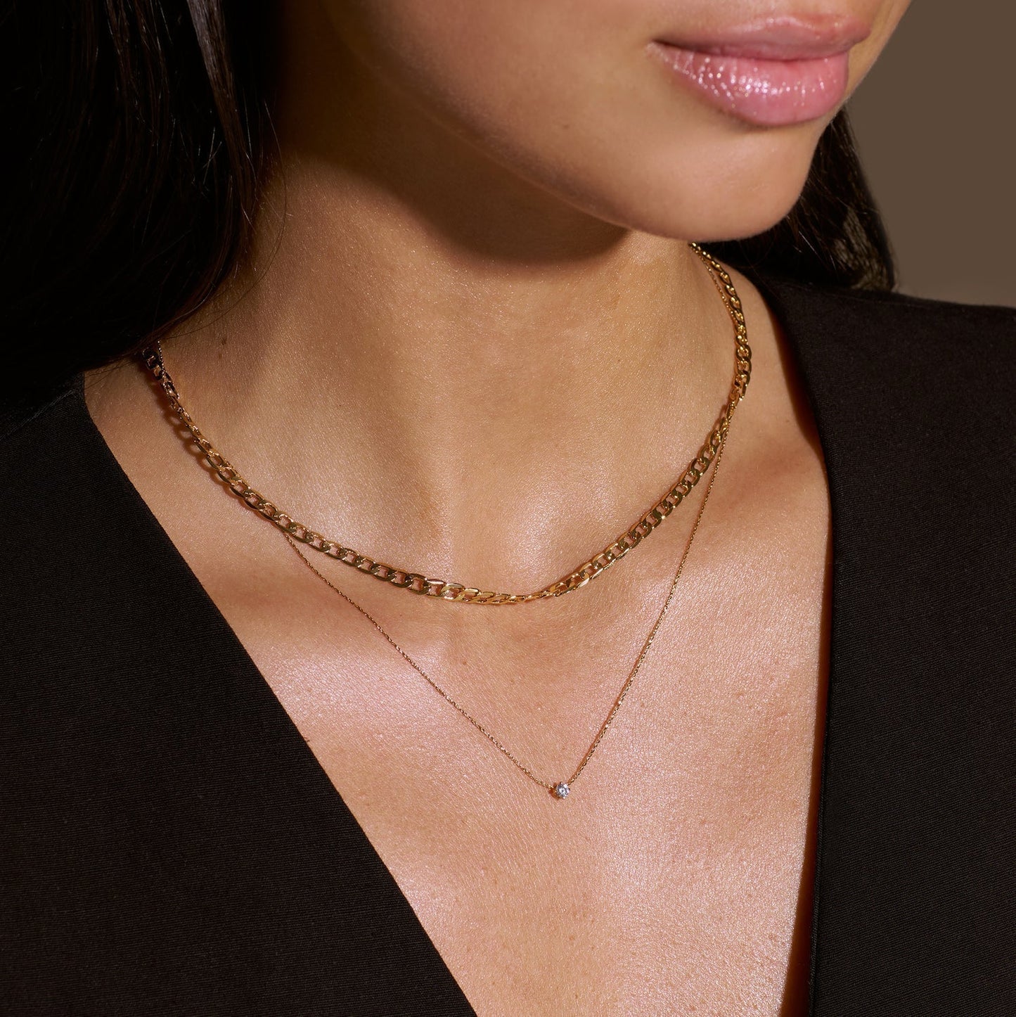 Flat Link Curb kedjehalsband | Guld