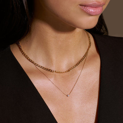 Flat Link Curb kedjehalsband | Guld