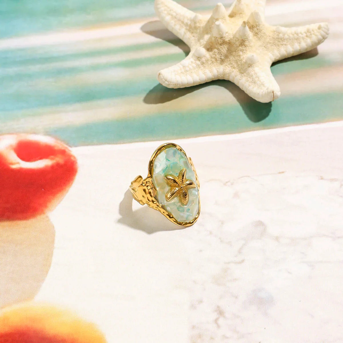 Ocean Sjöstjärna Snäcka Statement Ring