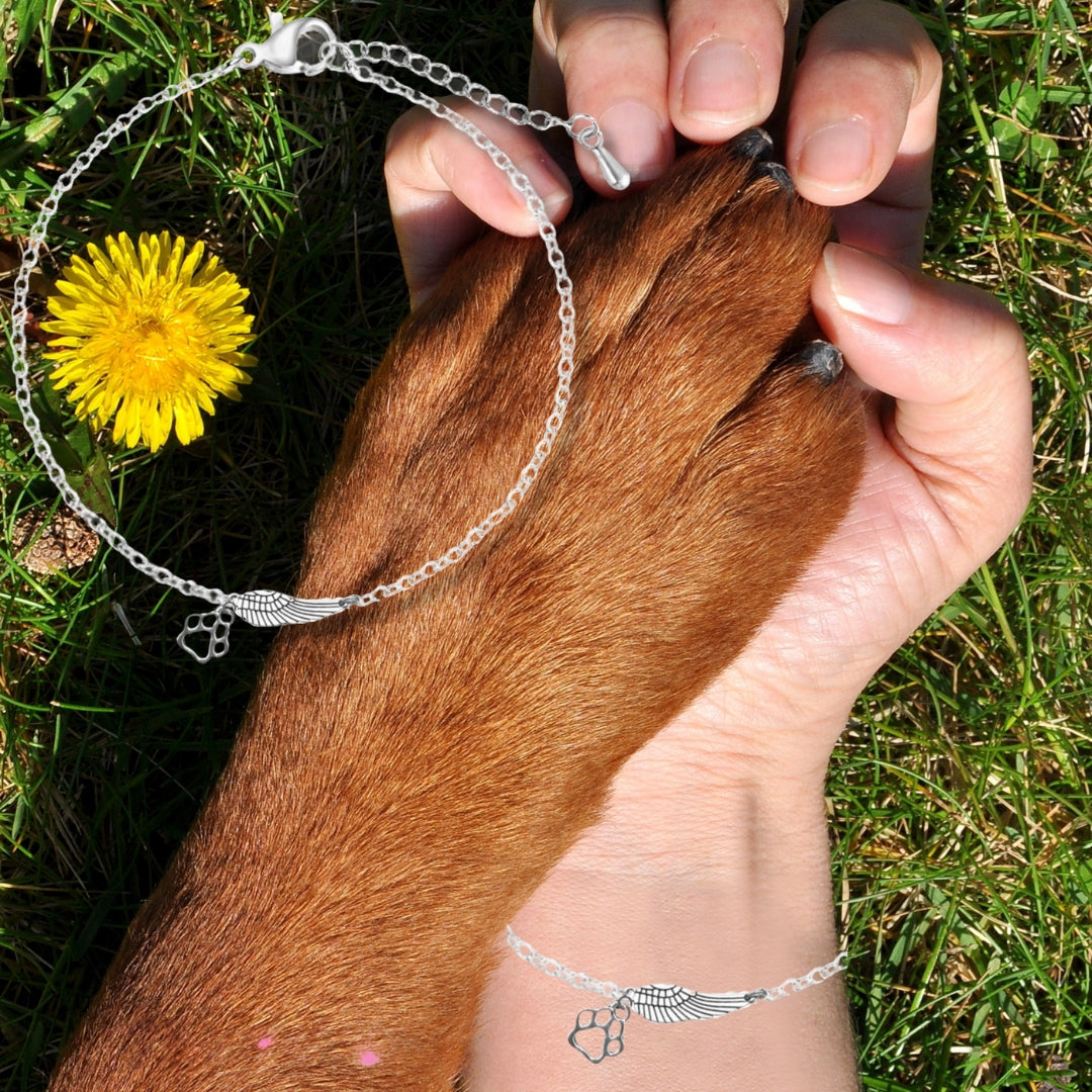 Silver Memorial Armband With Ängel Wing Tass Print Handgjord