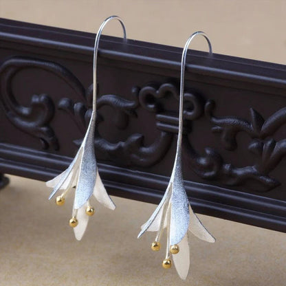 Exclusive Silverfärgad Floral Örhängen