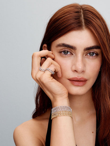 Pave Cuban armband | Guld