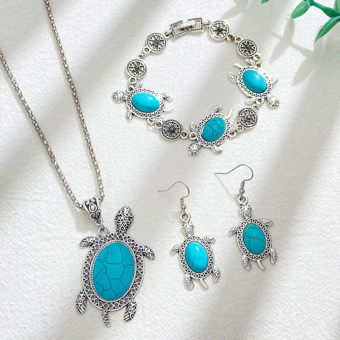 Turquoise Tortoise Jewelry Collection Set