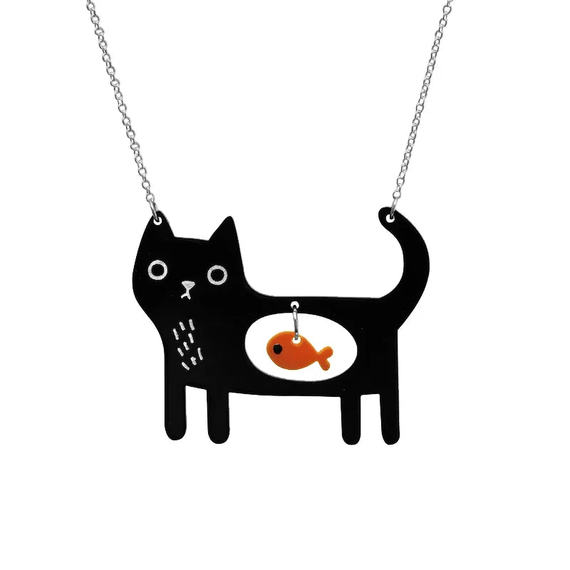 Whimsical Katt Fish Hänge Halsband