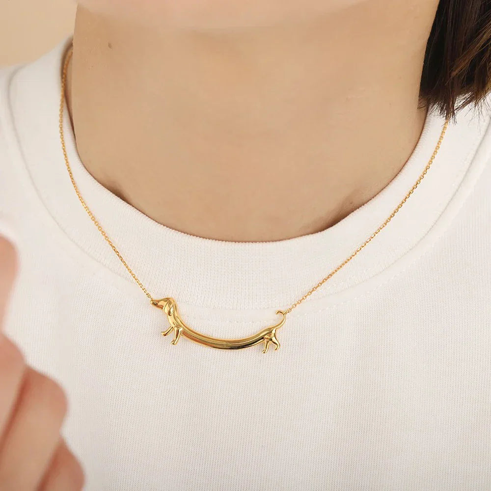 Guld Dachshund Statement Halsband Jewelry