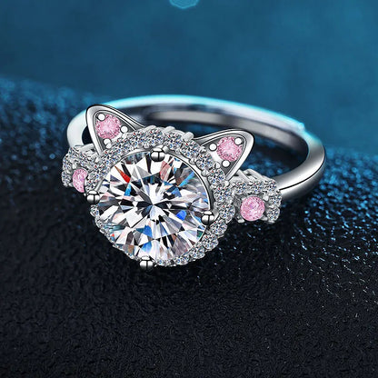 Sparkling Cz Katt Ring Justerbar