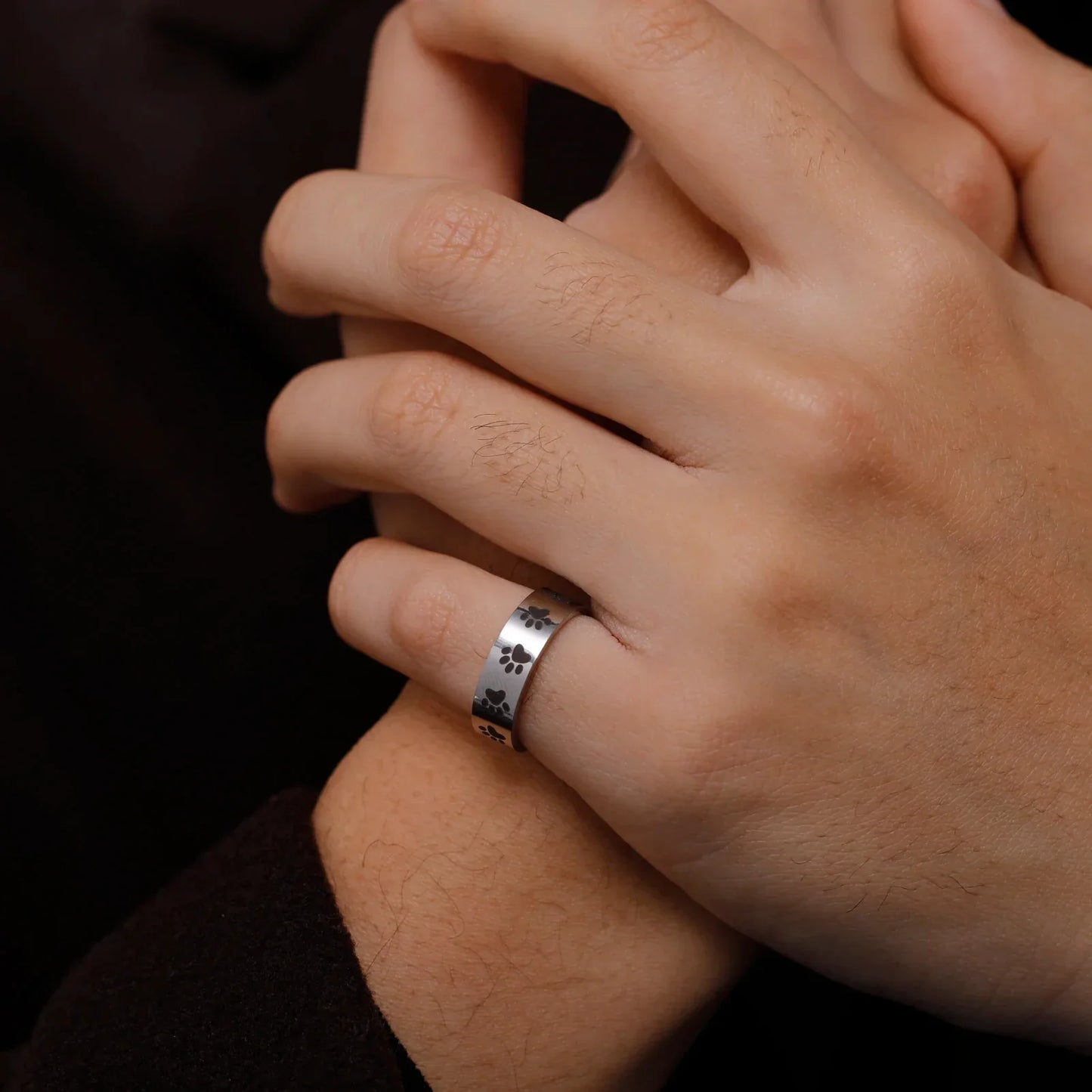 Sterling stål Pet Memorial Tass Ring