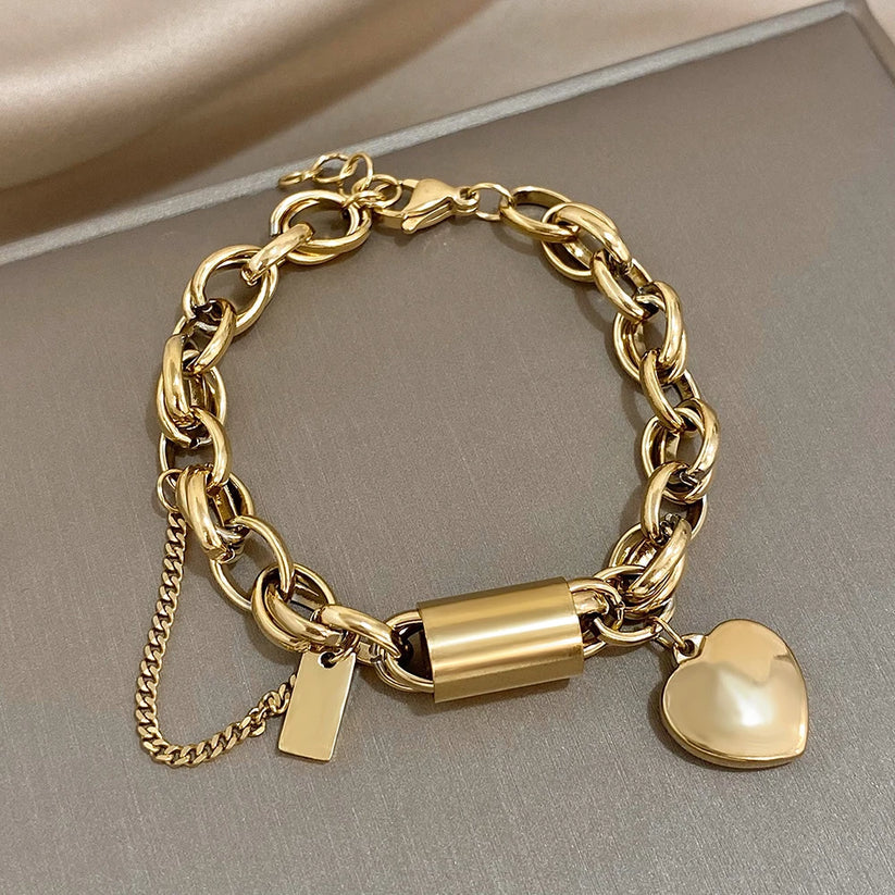 Heartened Kraftig armband | Guld