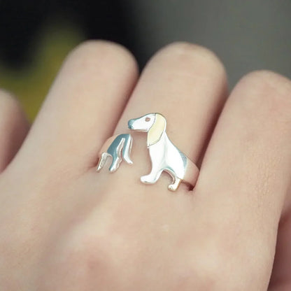 Sterling Silver Dachshund Memorial Wrap Ring