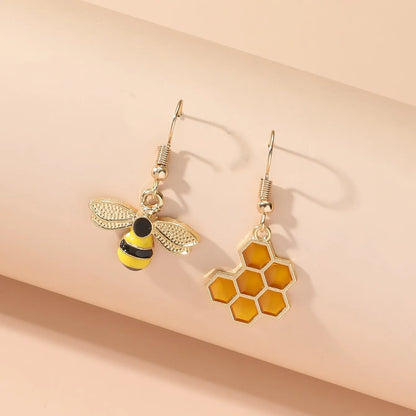 Honeycomb Bi Drop Örhängen Guld Tone Jewelry For Women