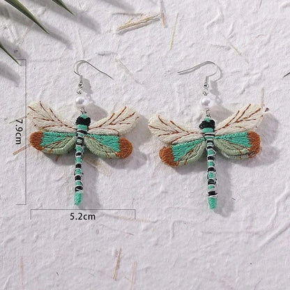 Bohemian Embroidered Trollslända Örhängen