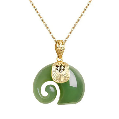 Hetian Jade Elefant Hänge Halsband 18k Guld Plated Chain For Women