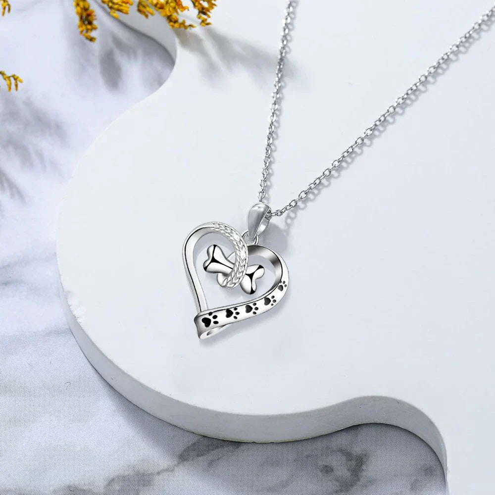 Hund Tass Hjärta Halsband Earring Set