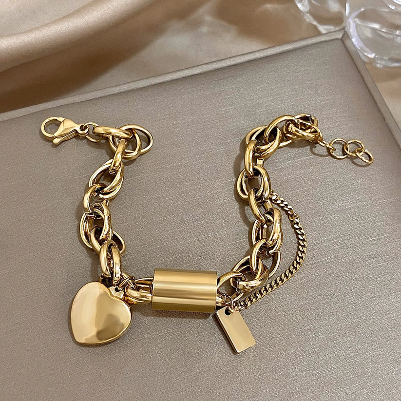 Heartened Kraftig armband | Guld