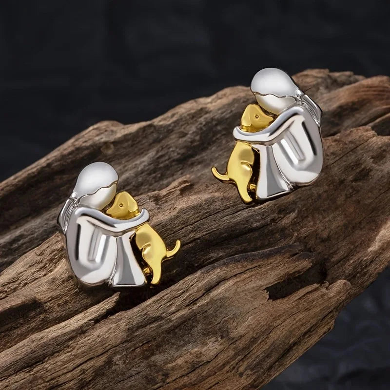 Sterling Silver Guld Hund Lover Örhängen