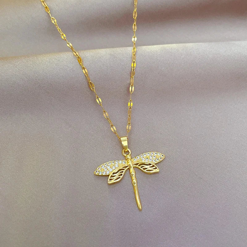 Kristall Trollslända Halsband Symbol