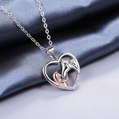 Beautiful Hjärta Zircon Girl And Horse Halsband