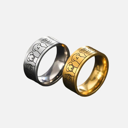 Wide Rostfritt stål Hund Ring Engraved Design For Women