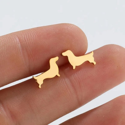 Sterling Silver Dachshund Silhouette Stud Örhängen