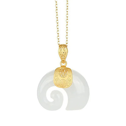 Hetian Jade Elefant Hänge Halsband 18k Guld Plated Chain For Women