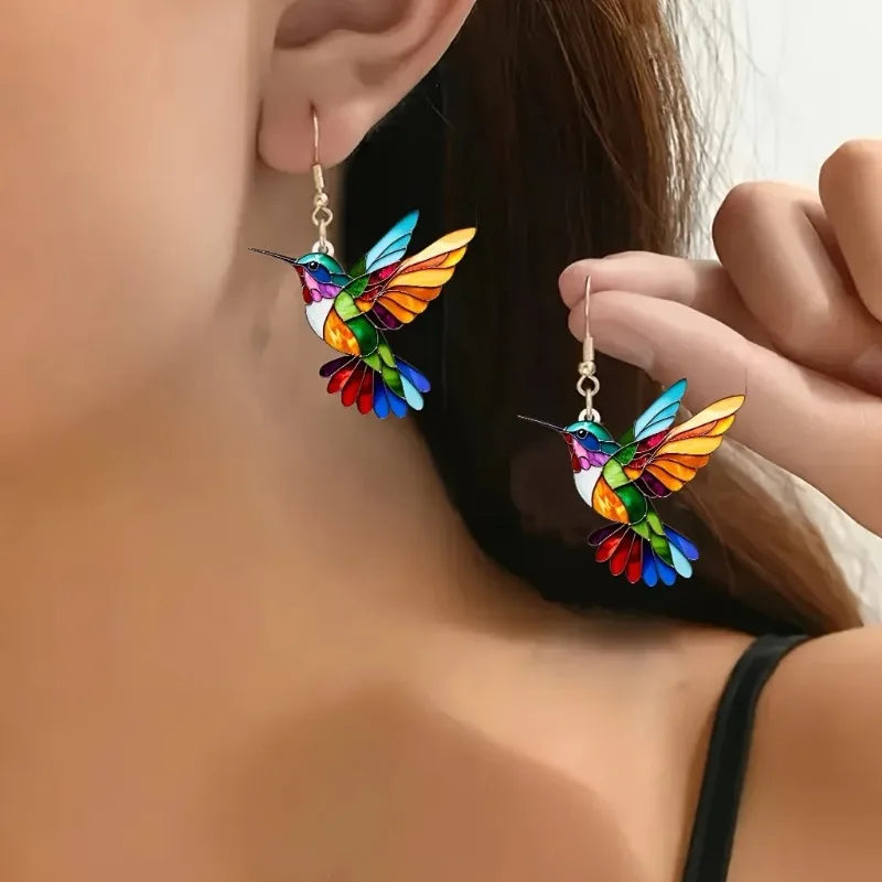 Vibrant Kolibri Acrylic Statement Örhängen