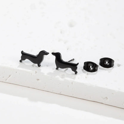 Sterling Silver Dachshund Silhouette Stud Örhängen