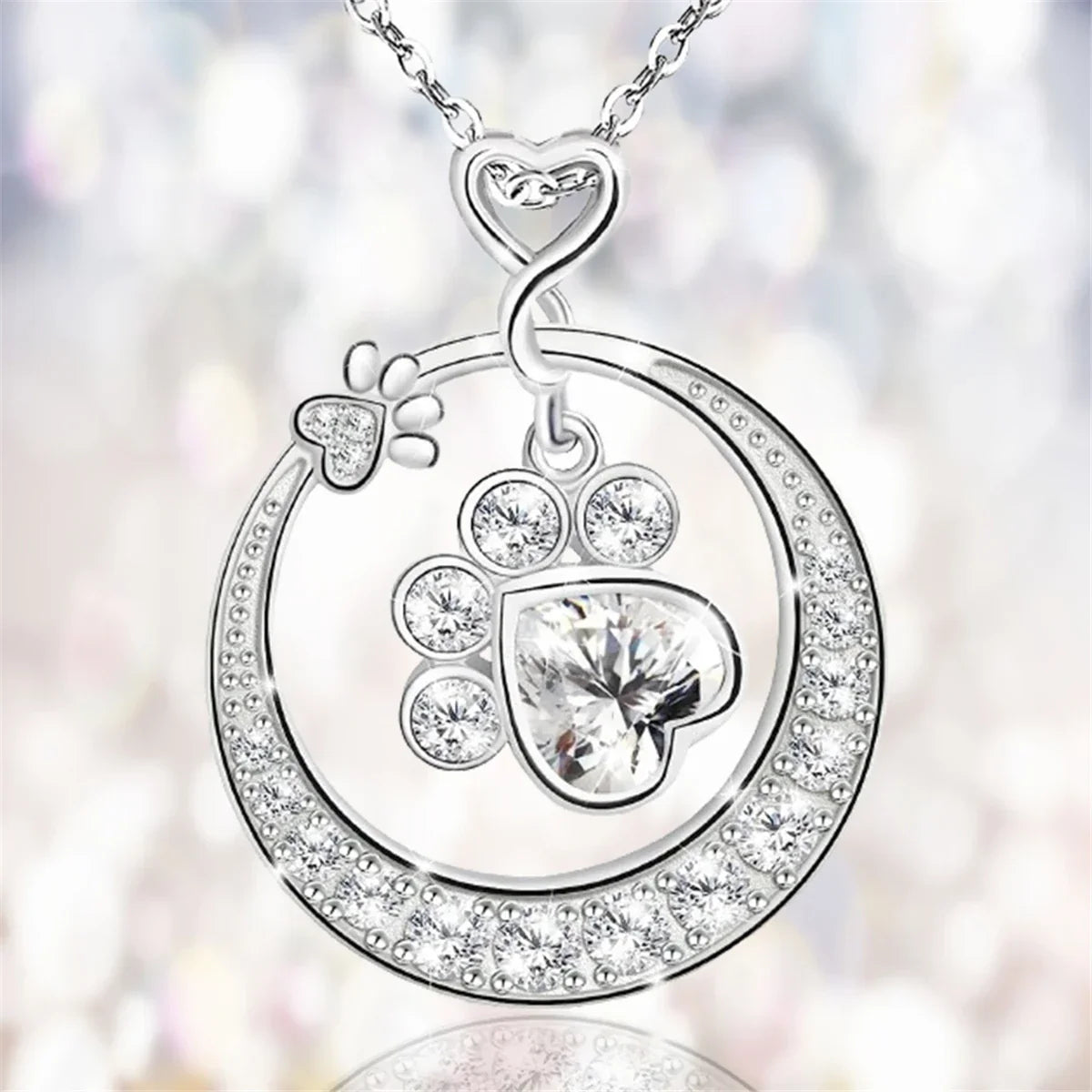 Sterling Silver Tass Print Hjärta Halsband