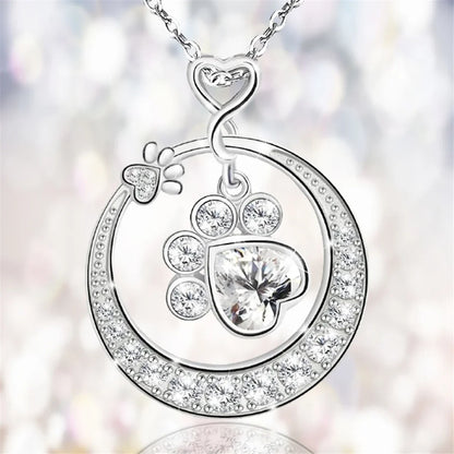 Sterling Silver Tass Print Hjärta Halsband