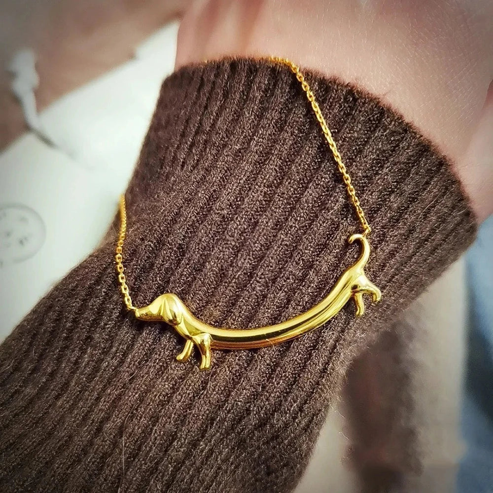 Guld Dachshund Statement Halsband Jewelry